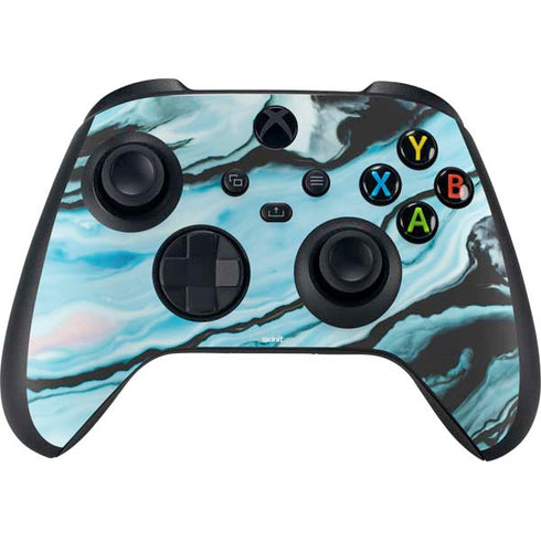 Aqua Blue Marble Ink Xbox Series X Bundle Skin